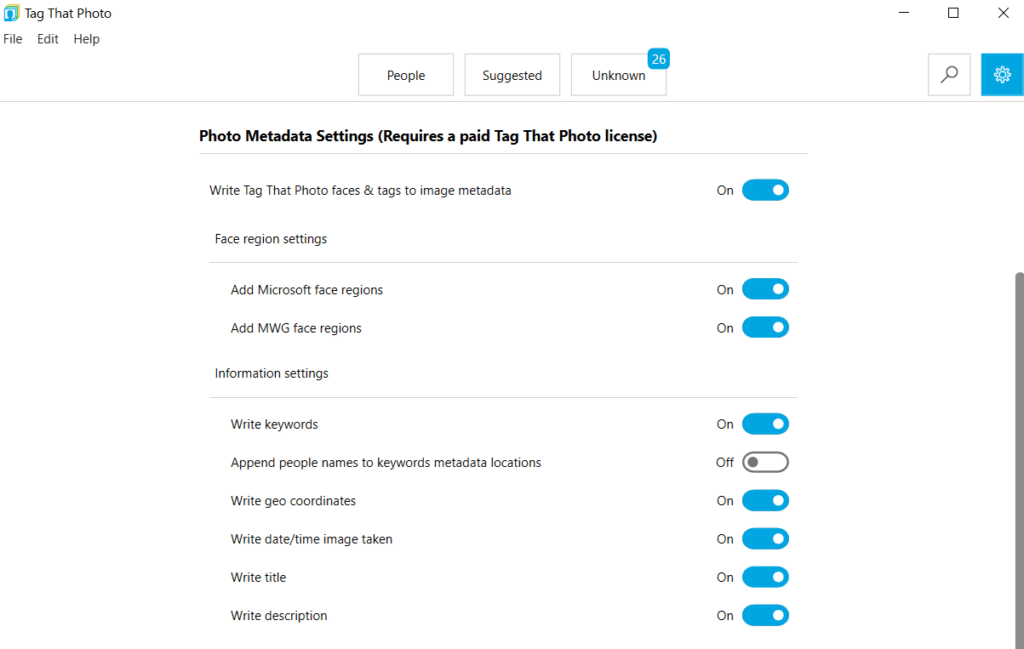 Tag That Photo Metadata Settings screenshot 1